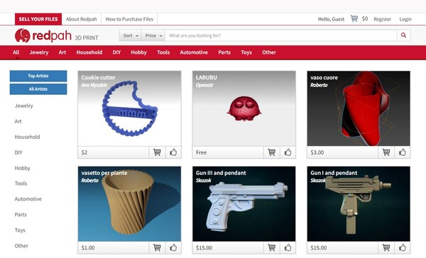Redpah offers 3D prints created by renowned designers