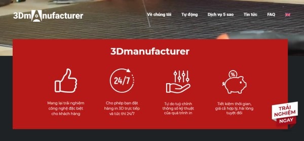 3dmanufacturer.com.vn là nền tảng cung cấp dịch vụ in 3D online duy nhất và hàng đầu Việt Nam