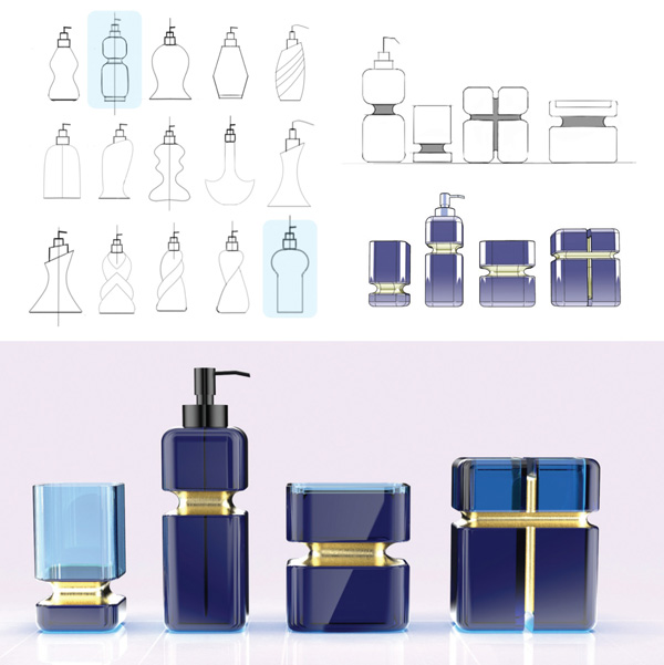 Quy trình từ sketch ý tưởng đến thành phẩm bộ chai lọ nhà tắm